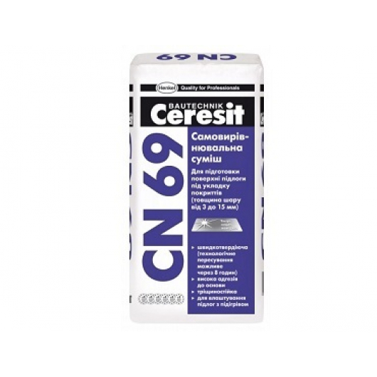 Самовыравнивающаяся смесь 1-15 мм Ceresit CN 69