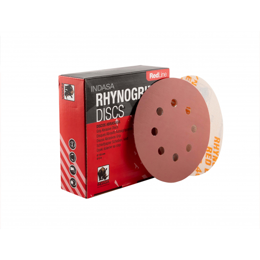 Диски на 8 отвірів Rhynogrip Red Line Indasa 125 мм P500 - изображение 2 - интернет-магазин tricolor.com.ua