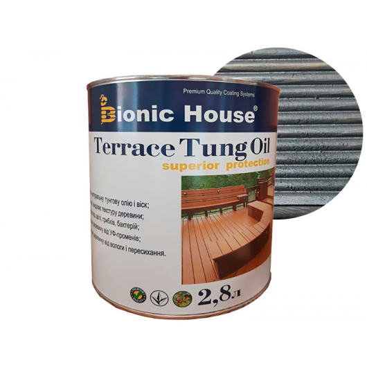 Масло терасне Bionic House Terrace Tung oil з тунговим маслом Сіре - интернет-магазин tricolor.com.ua