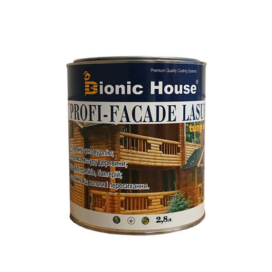 Лазур-антисептик для дерева Bionic House Profi-facade lasur Біла з тунговим маслом - изображение 4 - интернет-магазин tricolor.com.ua