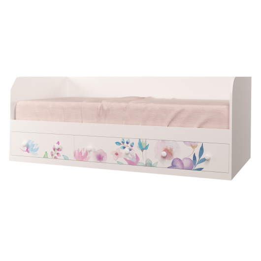 Кровать подростковая Цветы с 3 ящиками 80х190 - интернет-магазин tricolor.com.ua