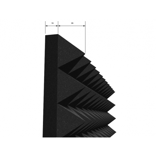 Панель «Пирамида» из негорючего (самозатухающего) акустического поролона EchoFom «Brilliance» 600х600х50 мм черная - изображение 2 - интернет-магазин tricolor.com.ua