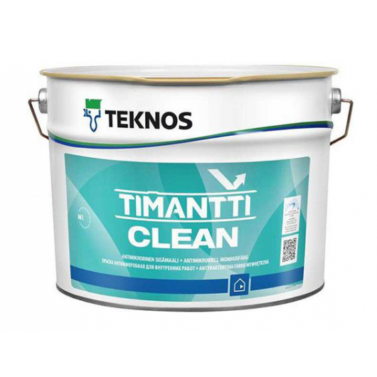 Водоразбавляемая акрилатная полуматовая краска Teknos Timantti Clean База 1 белая