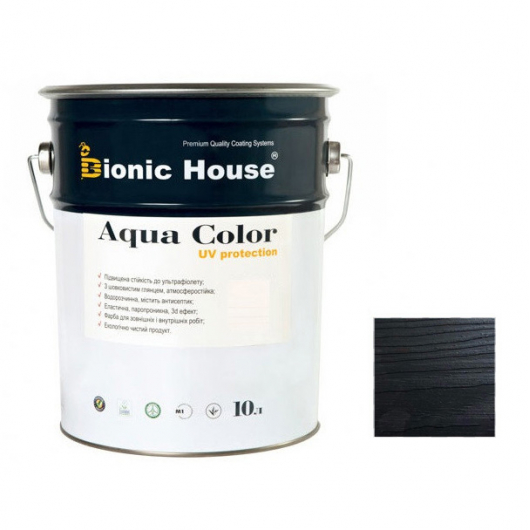 Акрилова лазур Aqua color - UV protect Bionic House RAL 9005 Чорна - интернет-магазин tricolor.com.ua