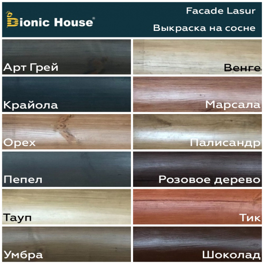 Лазурь с маслом для фасадов Facade Lasur Bionic House Венге - изображение 2 - интернет-магазин tricolor.com.ua