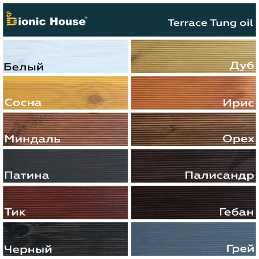 Масло терасне Bionic House Terrace Tung oil з тунговою олією Патина - изображение 2 - интернет-магазин tricolor.com.ua