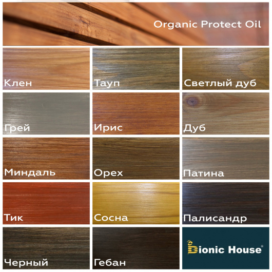 Масло-антисептик для дерева Bionic House Organic Protect Oil Грей - изображение 4 - интернет-магазин tricolor.com.ua