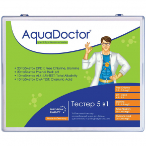 Тестер AquaDoctor 5 в 1 таблеточный pH, CL, Br, Cy, Alk (20 тестов) - интернет-магазин tricolor.com.ua