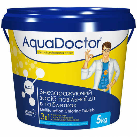Дезинфектант 3 в 1 на основе хлора AquaDoctor MC-T (200 г/таб) - изображение 3 - интернет-магазин tricolor.com.ua