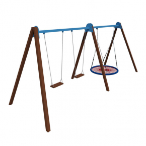 Качели Kidigo Triple Fun Wood 5,65х1,6х2,2 м - изображение 2 - интернет-магазин tricolor.com.ua