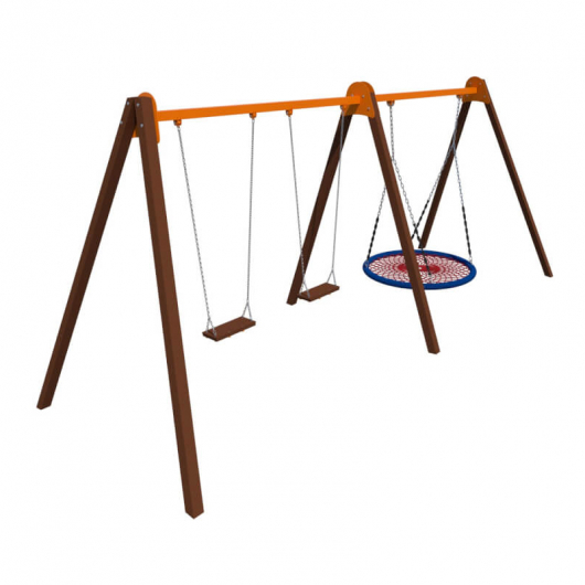 Качели Kidigo Triple Fun Wood 5,65х1,6х2,2 м - изображение 3 - интернет-магазин tricolor.com.ua