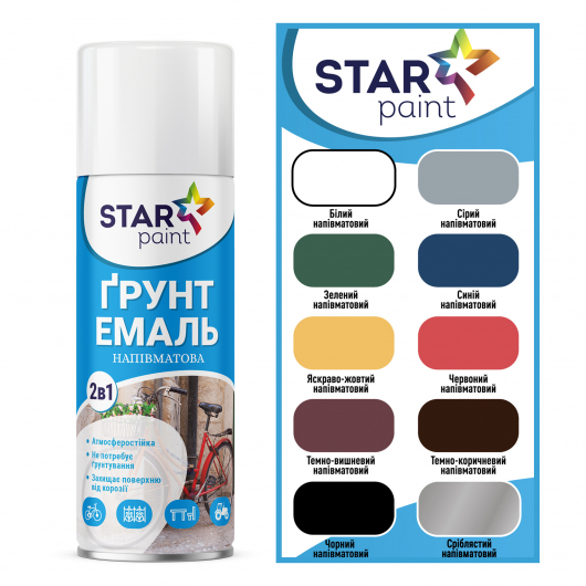 Аерозольна грунт-емаль 2в1 Star Paint 20 срібляста - изображение 2 - интернет-магазин tricolor.com.ua