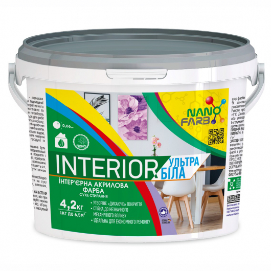 Інтер'єрна акрилова фарба сухе стирання Interior Nanofarb - изображение 4 - интернет-магазин tricolor.com.ua