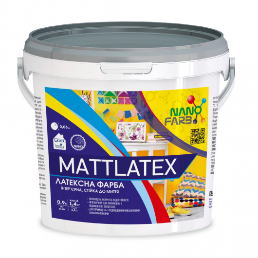 Інтер'єрна акрилова латексна фарба (що миється) Mattlatex Nanofarb База A - интернет-магазин tricolor.com.ua