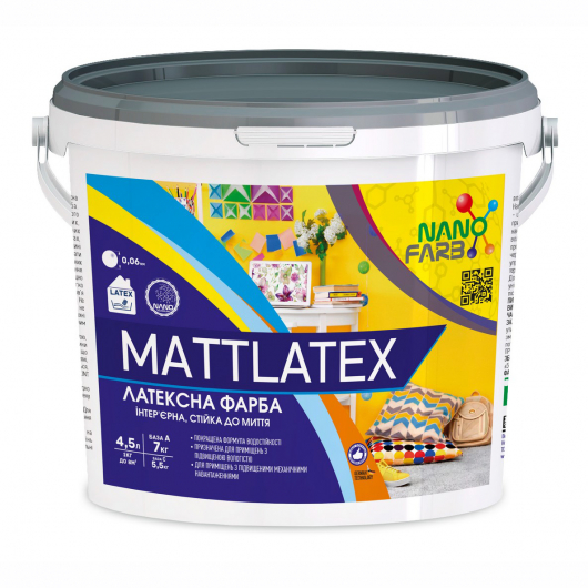 Інтер'єрна акрилова латексна фарба (що миється) Mattlatex Nanofarb База A - изображение 2 - интернет-магазин tricolor.com.ua