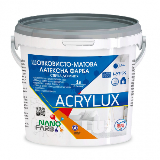 Інтер'єрна шовковисто-матова латексна фарба Acrylux Nanofarb База A - интернет-магазин tricolor.com.ua