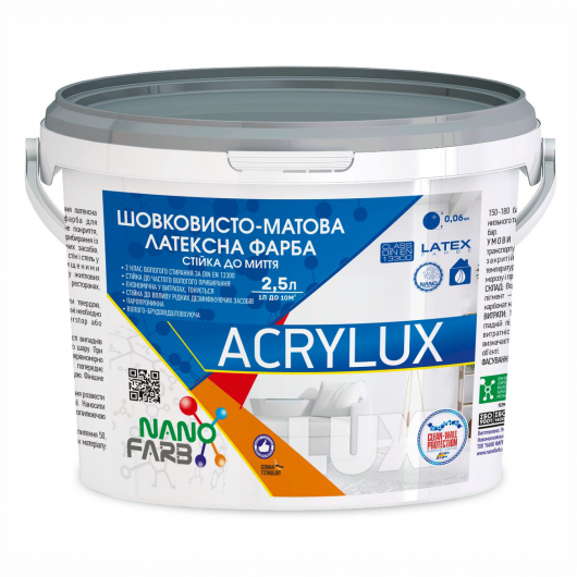 Інтер'єрна шовковисто-матова латексна фарба Acrylux Nanofarb База A - изображение 3 - интернет-магазин tricolor.com.ua