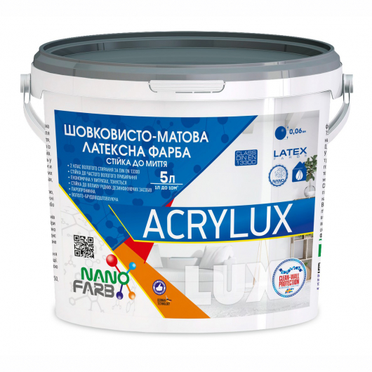Інтер'єрна шовковисто-матова латексна фарба Acrylux Nanofarb База A - изображение 2 - интернет-магазин tricolor.com.ua