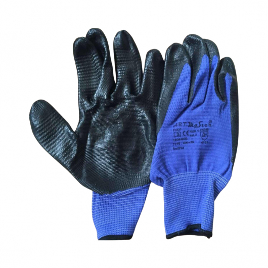 Робочі рукавички Ribbon 8 з нітриловим покриттям чорно-сині - интернет-магазин tricolor.com.ua