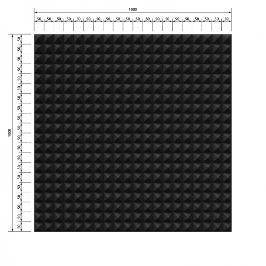 Акустична панель Піраміда 50 мм 100х100 см A4Sound EchoFom Стандарт чорний графіт - изображение 2 - интернет-магазин tricolor.com.ua