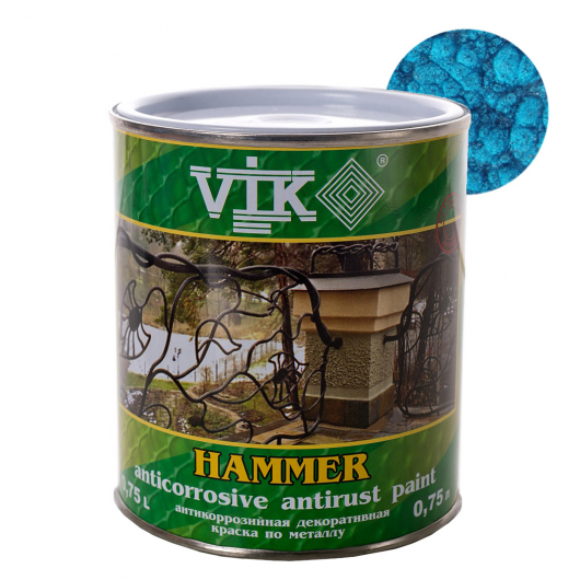 Фарба для металу Vik Hammer Блакитна молоткова - интернет-магазин tricolor.com.ua
