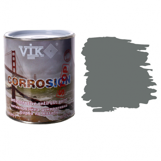 Фарба для металу Vik Corrosion Сіра Матова Антикорозійна - интернет-магазин tricolor.com.ua