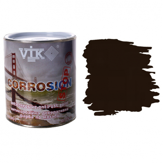 Фарба для металу Vik Corrosion Темно-коричнева Матова Антикорозійна - интернет-магазин tricolor.com.ua