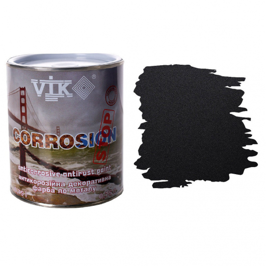 Фарба для металу Vik Corrosion Чорна Напівматова Антикорозійна - интернет-магазин tricolor.com.ua