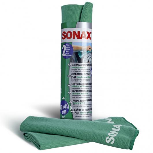 Серветки з мікрофібри Sonax Зелені Для скла та салону 416541 40х40 см пара