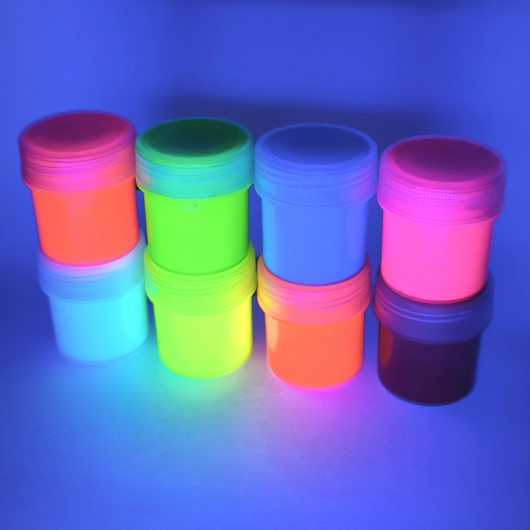 Набор флуоресцентных красок Tricolor для рисования 24 г. * 8 шт. с 2 кисточками - изображение 4 - интернет-магазин tricolor.com.ua