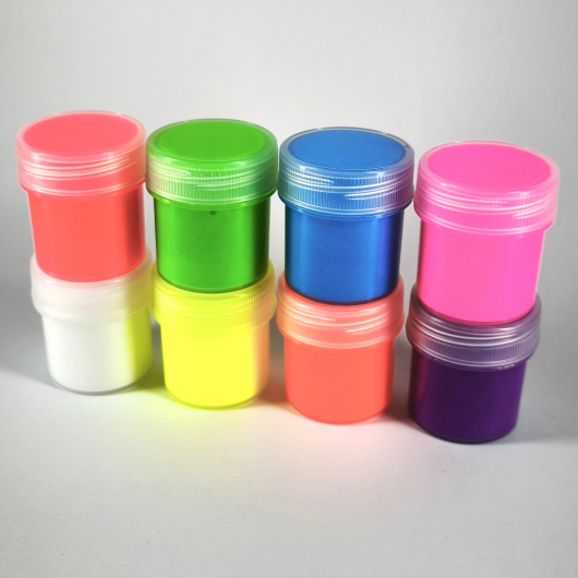 Набір флуоресцентних фарб Tricolor для тканини 25 г. * 8 шт. з 2 пензликами - изображение 3 - интернет-магазин tricolor.com.ua