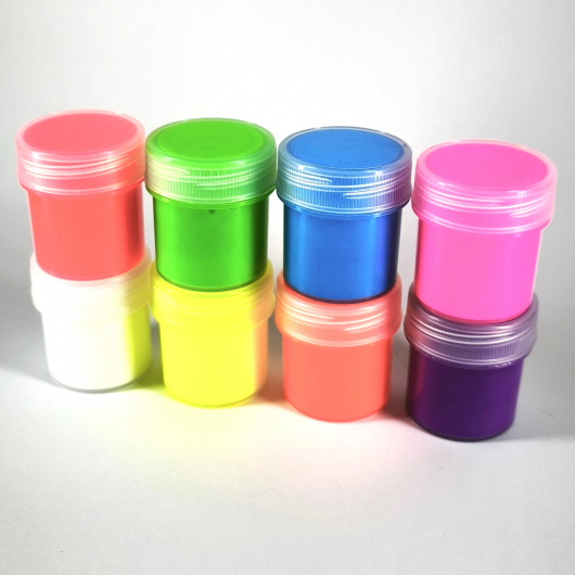 Набор флуоресцентных красок Tricolor для интерьера 24 г. * 8 шт. с 2 кисточками - изображение 3 - интернет-магазин tricolor.com.ua