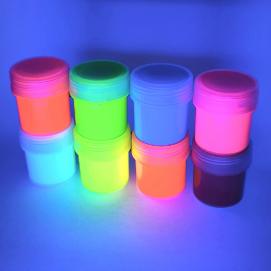 Набор флуоресцентных красок Tricolor для интерьера 24 г. * 8 шт. с 2 кисточками - изображение 4 - интернет-магазин tricolor.com.ua