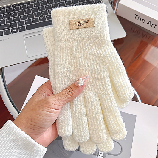 Перчатки женские вязанные Soft Moments Fashion c открытыми кончиками пальцев белые (размер M) - изображение 2 - интернет-магазин tricolor.com.ua