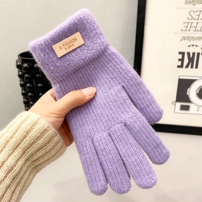 Перчатки женские вязанные Soft Moments Fashion c открытыми кончиками пальцев фиолетовые (размер M) - изображение 2 - интернет-магазин tricolor.com.ua