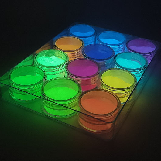 Набор люминесцентных пигментов (люминофор) Tricolor Glow Box для маникюра 12 шт * 5 г (1 набор) - интернет-магазин tricolor.com.ua