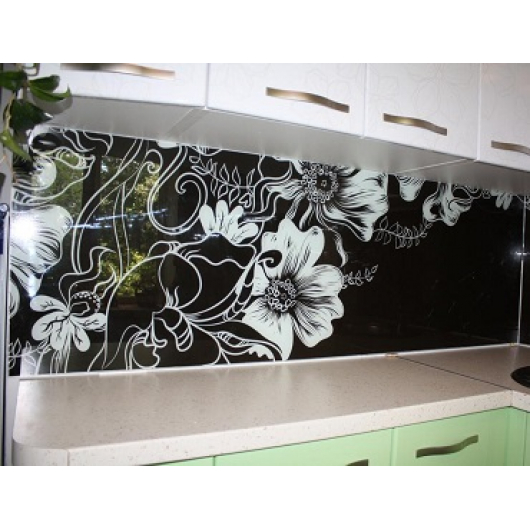 Кухонный фартук из стекла с покраской в 2 цвета - интернет-магазин tricolor.com.ua