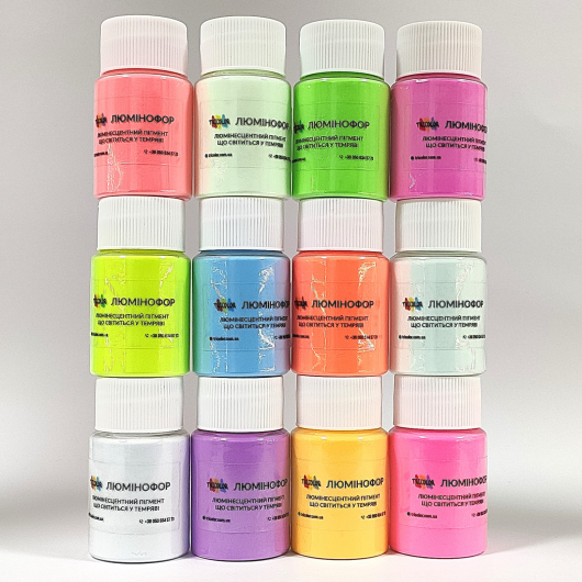 Набір люмінесцентних пігментів (люмінофор) Tricolor Mini Pack для манікюру 12 шт * 30 г (1 набір) - изображение 4 - интернет-магазин tricolor.com.ua
