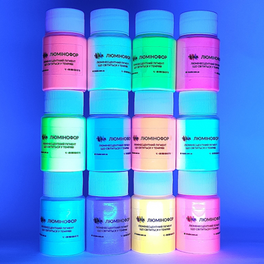 Набір люмінесцентних пігментів (люмінофор) Tricolor Mini Pack для манікюру 12 шт * 30 г (1 набір) - изображение 6 - интернет-магазин tricolor.com.ua