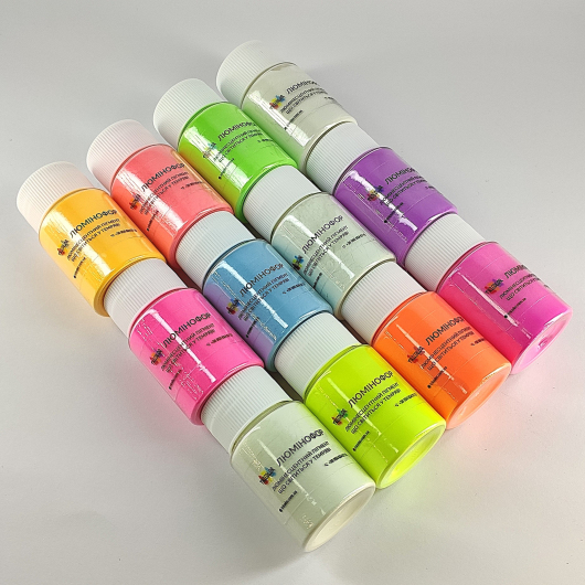 Набір люмінесцентних пігментів (люмінофор) Tricolor Mini Pack для епоксидної смоли 12 шт * 30 г (1 набір) - изображение 2 - интернет-магазин tricolor.com.ua