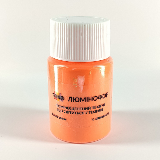 Люмінесцентний пігмент Люмінофор Tricolor кольоровий Orange помаранчевий 5-15 мікрон (банка) 30 г. - изображение 2 - интернет-магазин tricolor.com.ua