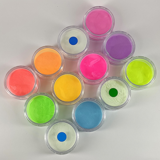 Набір люмінесцентних пігментів (люмінофор) Tricolor Micro Pack для манікюру 12 шт * 10 г (1 набір) - изображение 5 - интернет-магазин tricolor.com.ua