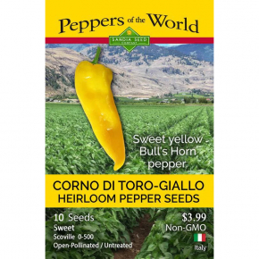Насіння солодкого перцю Corno Di Toro Giallo (Бичий ріг жовтий) 500, 2023 р.