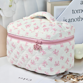 Набір жіночих лляних косметичок Soft Moments рожевий бант 3 шт - изображение 2 - интернет-магазин tricolor.com.ua
