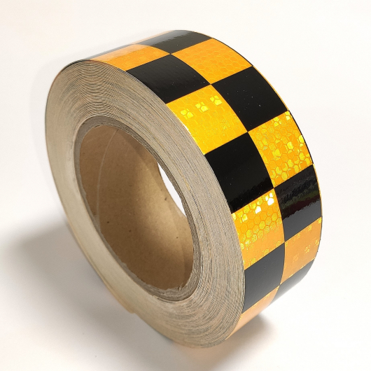 Стрічка світловідбивна Tricolor Квадрати жовто-чорна для маркування транспорту (причепів) 50 мм/5 м. - интернет-магазин tricolor.com.ua