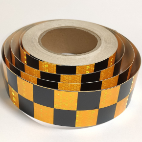 Стрічка світловідбивна Tricolor Квадрати жовто-чорна для маркування транспорту (причепів) 50 мм/5 м. - изображение 6 - интернет-магазин tricolor.com.ua