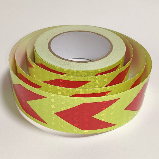 Стрічка світловідбивна Tricolor Стрілка лимонно-червона для маркування транспорту (причепів) 50 мм/5 м. - изображение 2 - интернет-магазин tricolor.com.ua