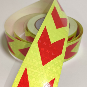 Стрічка світловідбивна Tricolor Стрілка лимонно-червона для маркування транспорту (причепів) 50 мм/5 м. - изображение 4 - интернет-магазин tricolor.com.ua