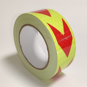 Стрічка світловідбивна Tricolor лимонно-червона стрілка для маркування транспорту (причепів) 50 мм/25 м.