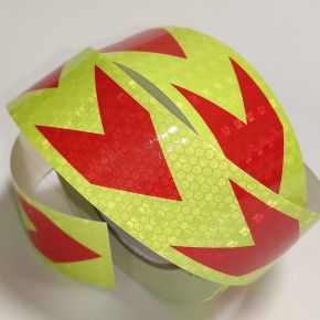 Стрічка світловідбивна Tricolor Стрілка лимонно-червона для маркування транспорту (причепів) 50 мм/25 м. - изображение 3 - интернет-магазин tricolor.com.ua